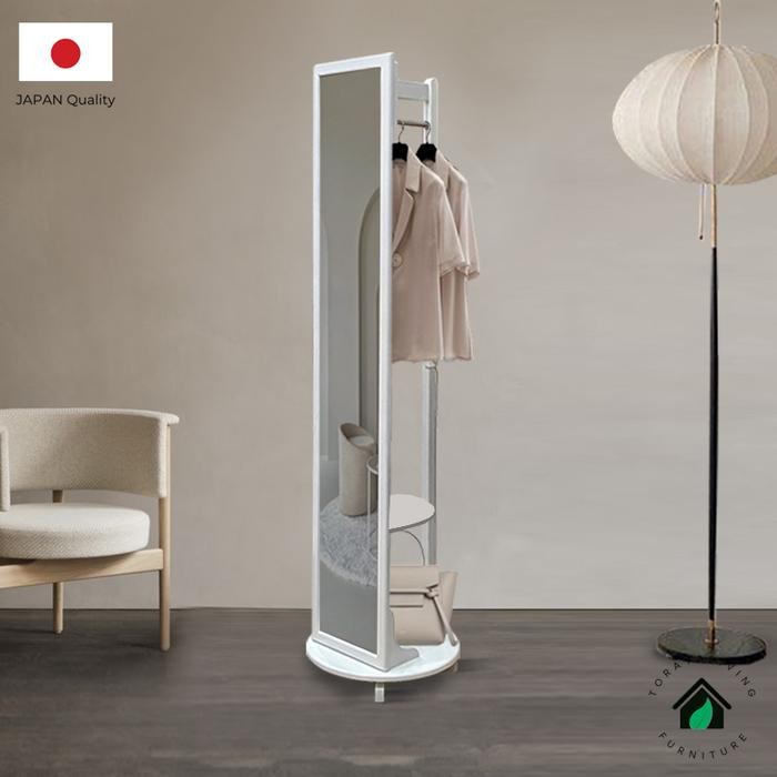 Toraya Cermin Full Body/ Cermin dengan Gantungan/ Lemari Kaca Putar/ Standing Mirror Cabinet/