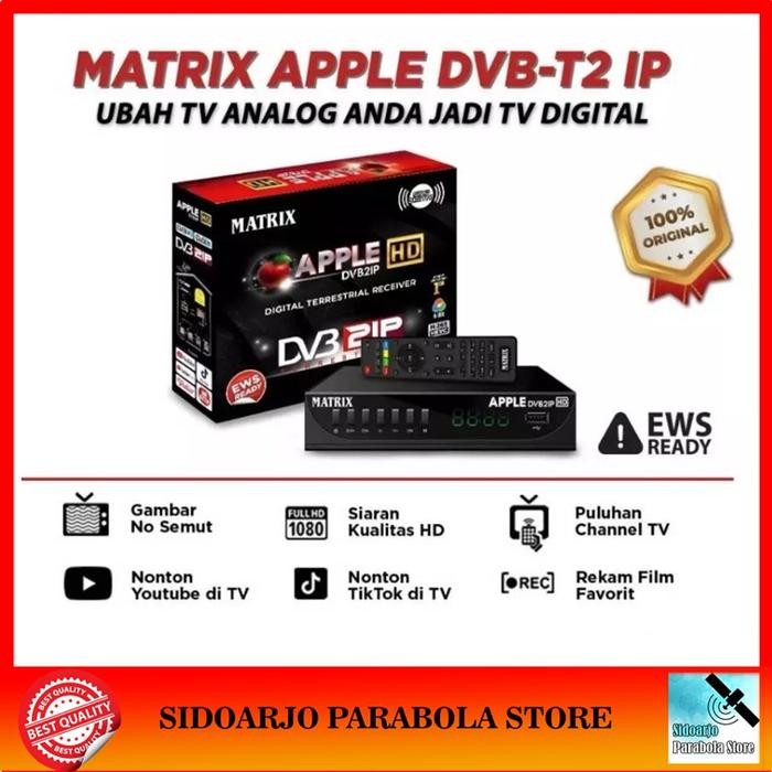 Set Top Box TV Digital Matrix Apple Hitam HD Black DVB2IP STB DVB-T2 DVBT2 Antena Siaran Channel