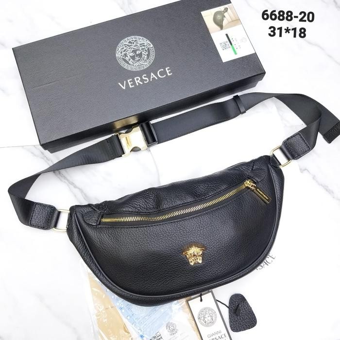 Tas Waistbag Pria Branded Tas Pinggang Import Kulit Asli Vrs