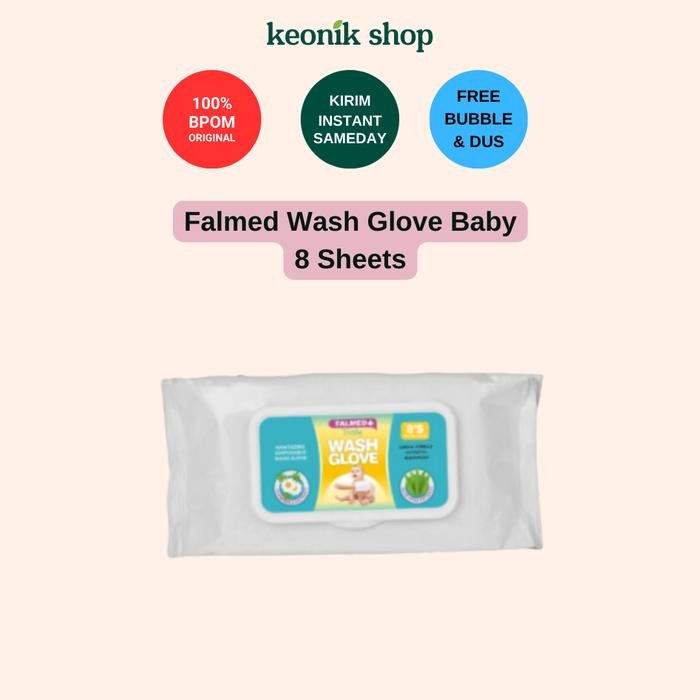 Kenna.store Falmed Baby Wash Gloves / Waslap Mandi Bayi / Tissue Basah 20s