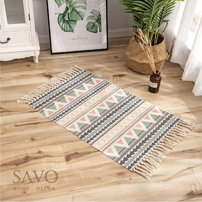 Karpet Rumbai / Bohemian Tassel Rug Carpet Scandinavian