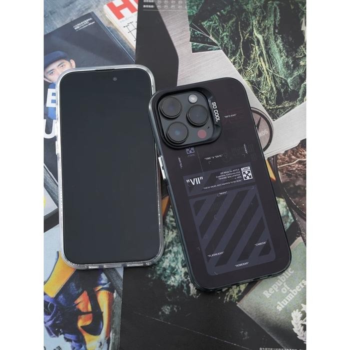 IDNS Hardcase Off-White 01 Black Case Iphone 11 12 13 Pro Max 14 Pro Max 15 Pro Max