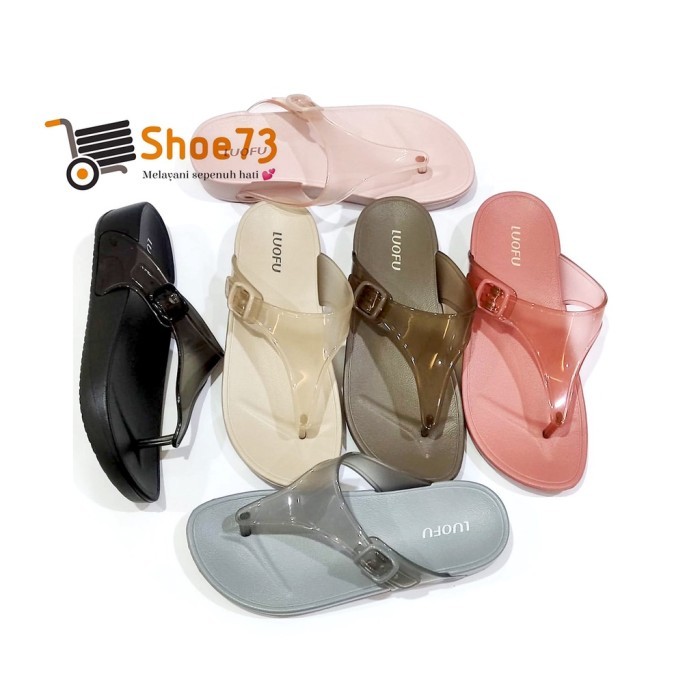 Luofu E 7154 T-Bw. Size 36-40 L Sandal Jepit Jelly Transparan Wanita