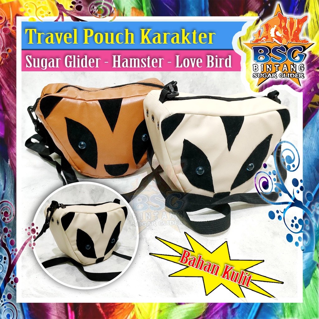 Travel Pouch Karakter Tas Sugar Glider Hamster Landak Mini Love d Pet Cargo Hewan
