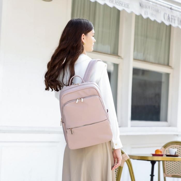 Full Design Kinsley Tas Ransel Wanita Tas Laptop Nylon Tahan Air 14 Inch Backpack Sekolah