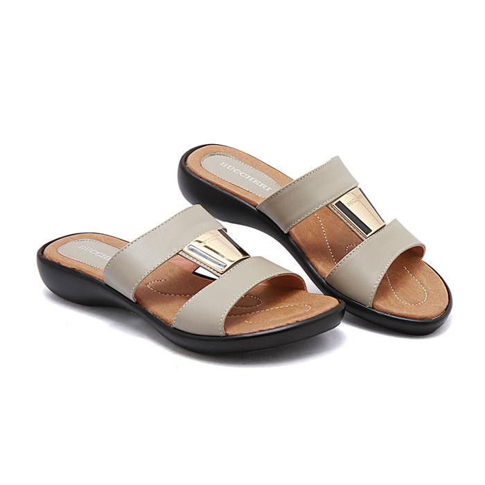 Sandal Wedges Wanita Buccheri Orinka Krem