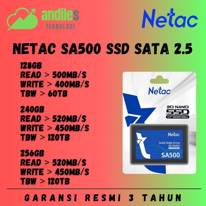 Ready Stock Ssd Sata 128Gb - Ssd Sata 240Gb - Ssd Sata 256Gb - Ssd Sata Netac 128Gb - Ssd Sata Netac