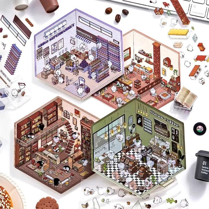 AB115 Stiker Set 3D Stiker Decorative 3D Korea MOtif Lucu Stiker Decoration Mainan Anak Korea Stiker