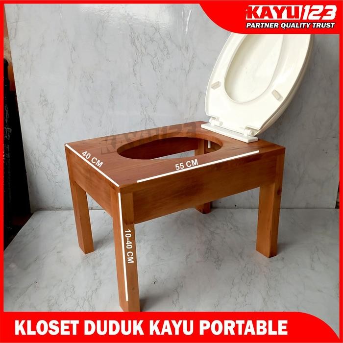 Kloset Duduk Kayu Toilet Duduk Kayu Closet Duduk Kayu Portable Lansia