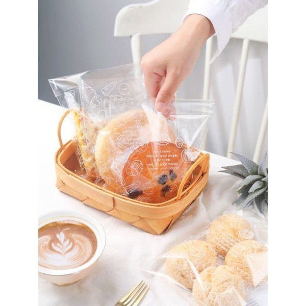 (Expert) 100pcs plastik roti opp plastik roti motif tebal plastik donat kue