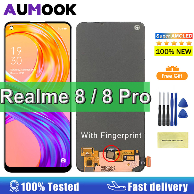 6.4"Super AMOLED For Realme 8 4G RMX3085 LCD Display Touch Screen Digitizer For Realme 8 Pro RMX3081