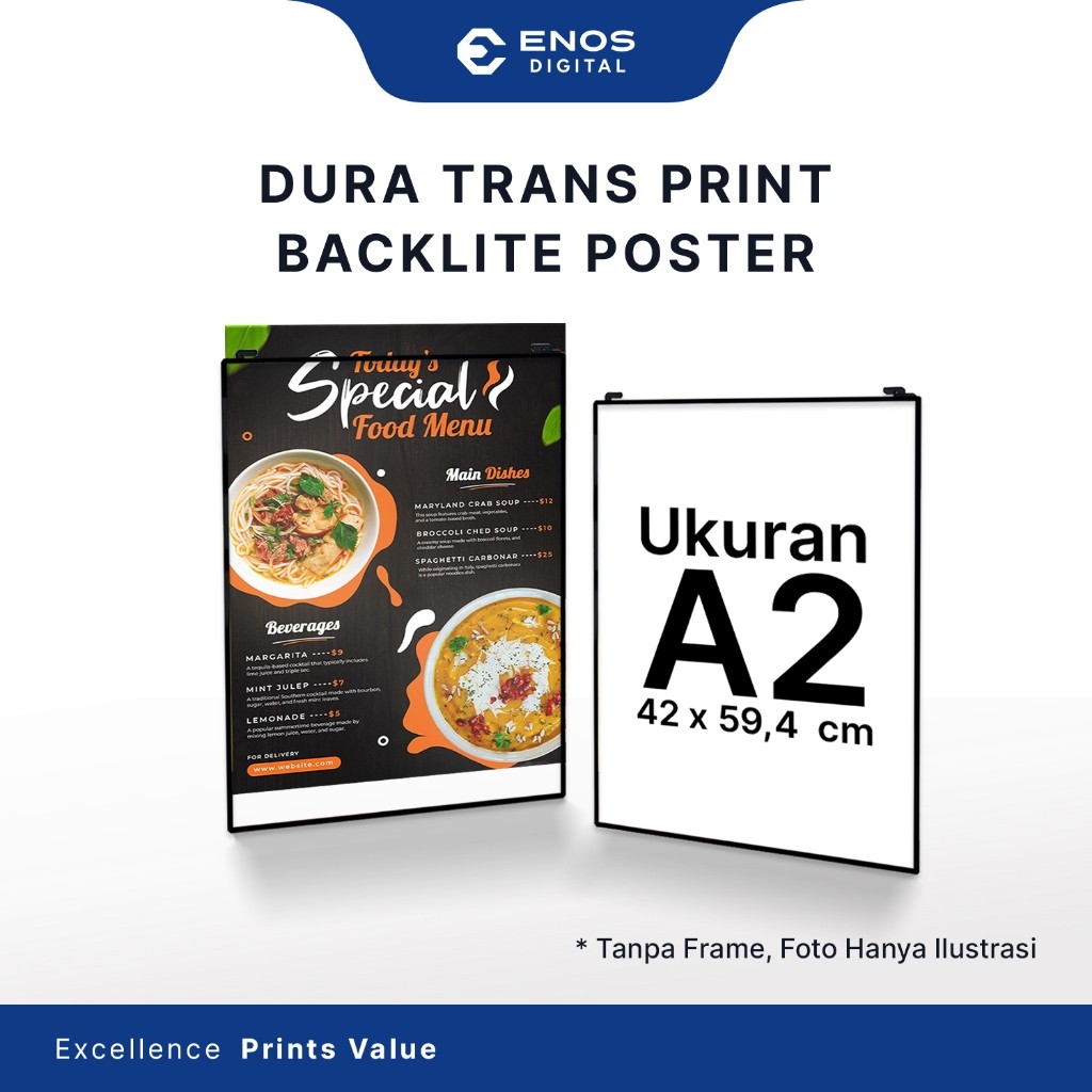 

Poster Backlite Dura Trans Print UV A2 - Cetak Duratrans Laminating Glossy