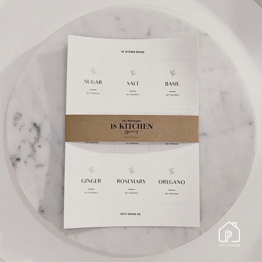 

PAPIER HOME 20pcs Kitchen Spices - Minimalist Sticker Label Aesthetic - Bumbu Dapur (Bahasa English)