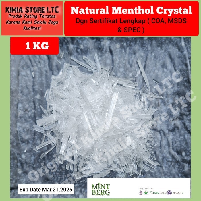 

Mentol Kristal 1 KG / Menthol Crystal 1 kg / 1000 gram ( Food Grade )