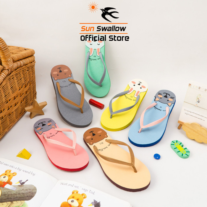 Sun Swallow Sandal Jepit Karet Wanita Sendal Animal Karakter Size Ukuran 35 36 37 38 39 40