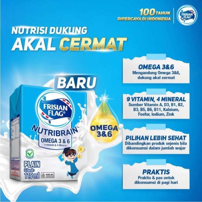 

(Expert) FRISIAN FLAG UHT OMEGA NUTRIBRAIN PLAN 115 ml //Dulu JUNIO plan 1 karton (36PCS)