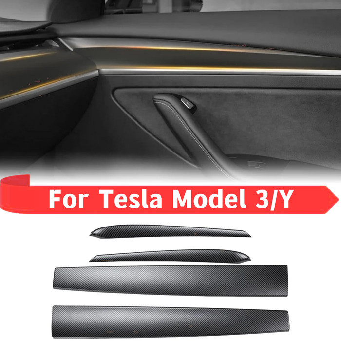 Dashboard Cover And Door Trim Panel Dash Trim For Tesla Model 3/Y,Abs Dashboard Wrap Kit Cover Cap