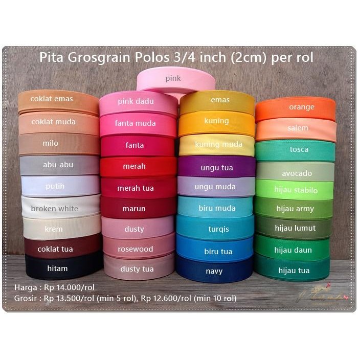 

Pesta- PGP-605 : Pita Grosgrain Polos 3/4 inch (2cm) per ROL