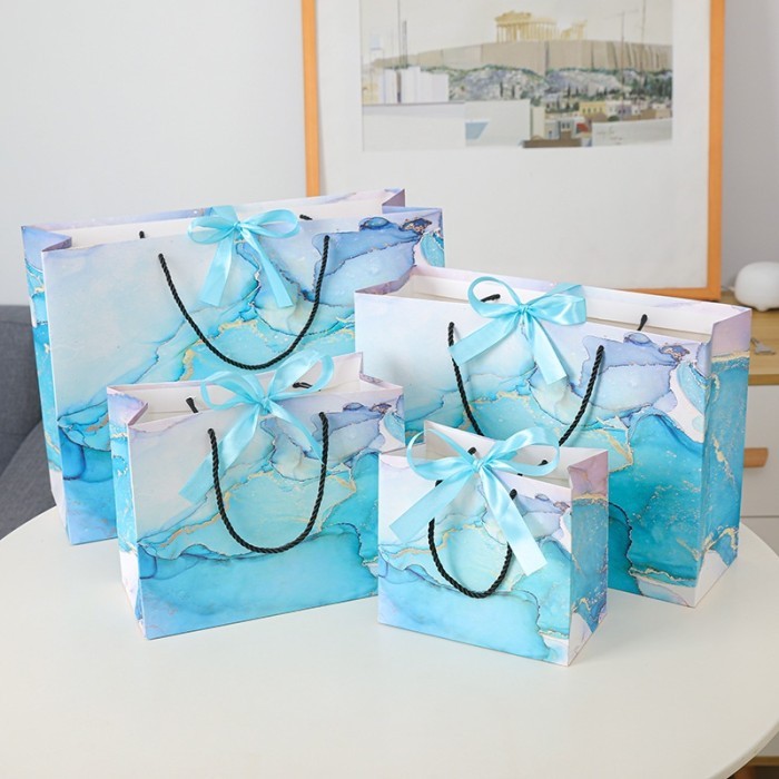 

Pesta- RUMAH KRAVE - Blue Marble Paperbag Biru Marmer Goodie Bag