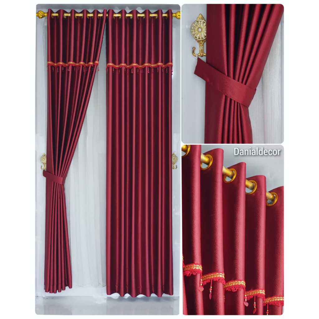 TIRAI GORDEN JENDELA POLOS PONI RUMBAI KERISTAL PREMIUM TEBAL AESTHETIC PINTU KAMAR TIDUR MINIMALIS