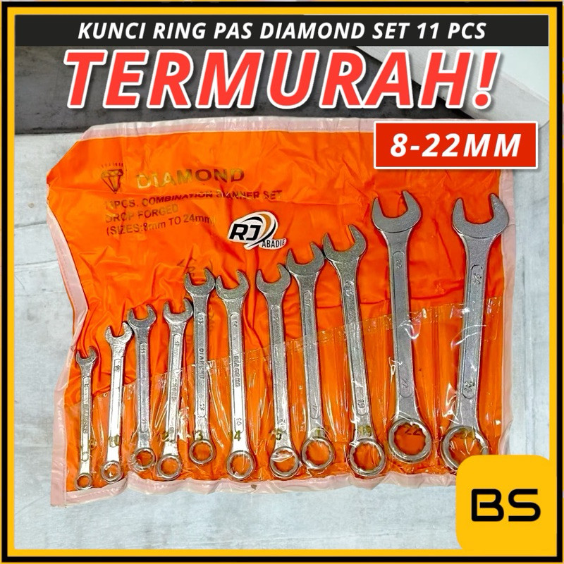DIAMOND Kunci Ring Pas Set 11 pcs 11pcs Kunci Pas Ring Set Lengkap Kunci Set Ring Pas Konci Ring Pas