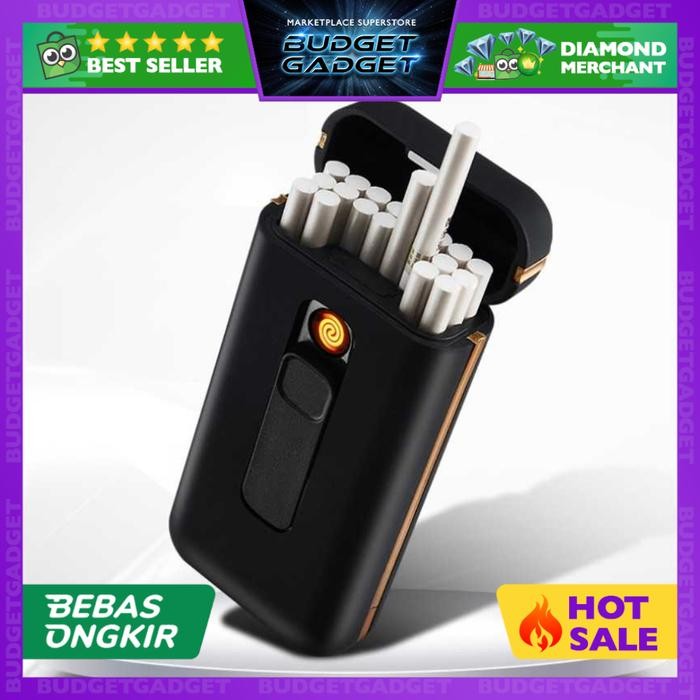 Hapnest- Focus Kotak Rokok 20 Slot dengan Korek Elektrik Pyrotechnic - DH-9008