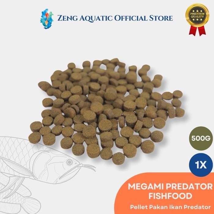 PELET PAKAN IKAN PREDATOR MEGAMI SINKING TENGGELAM 500 GRAM