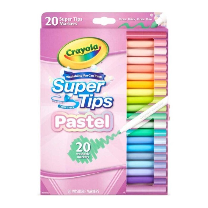

CRAYOLA SUPER TIPS PASTEL ISI 20 CT NONTOXIC WASHABLE MARKERS