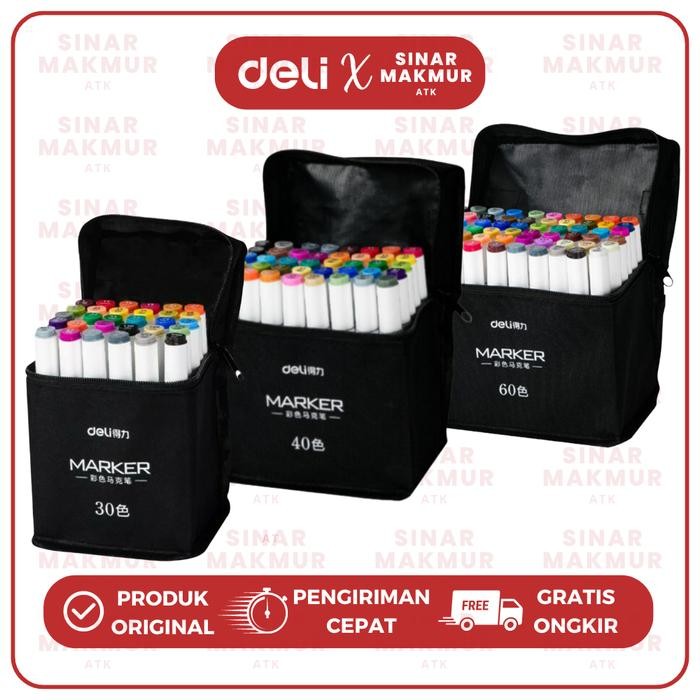 

COLOR MARKER/SPIDOL WARNA DENGAN TAS 40 WARNA DELI 70807-40 (SET)