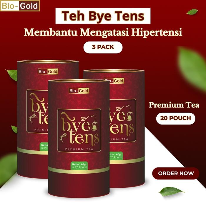 

Terlaris- Bye Tens Bio Gold Premium Tea Teh Herbal Alami 20 Pouch Green Greentea