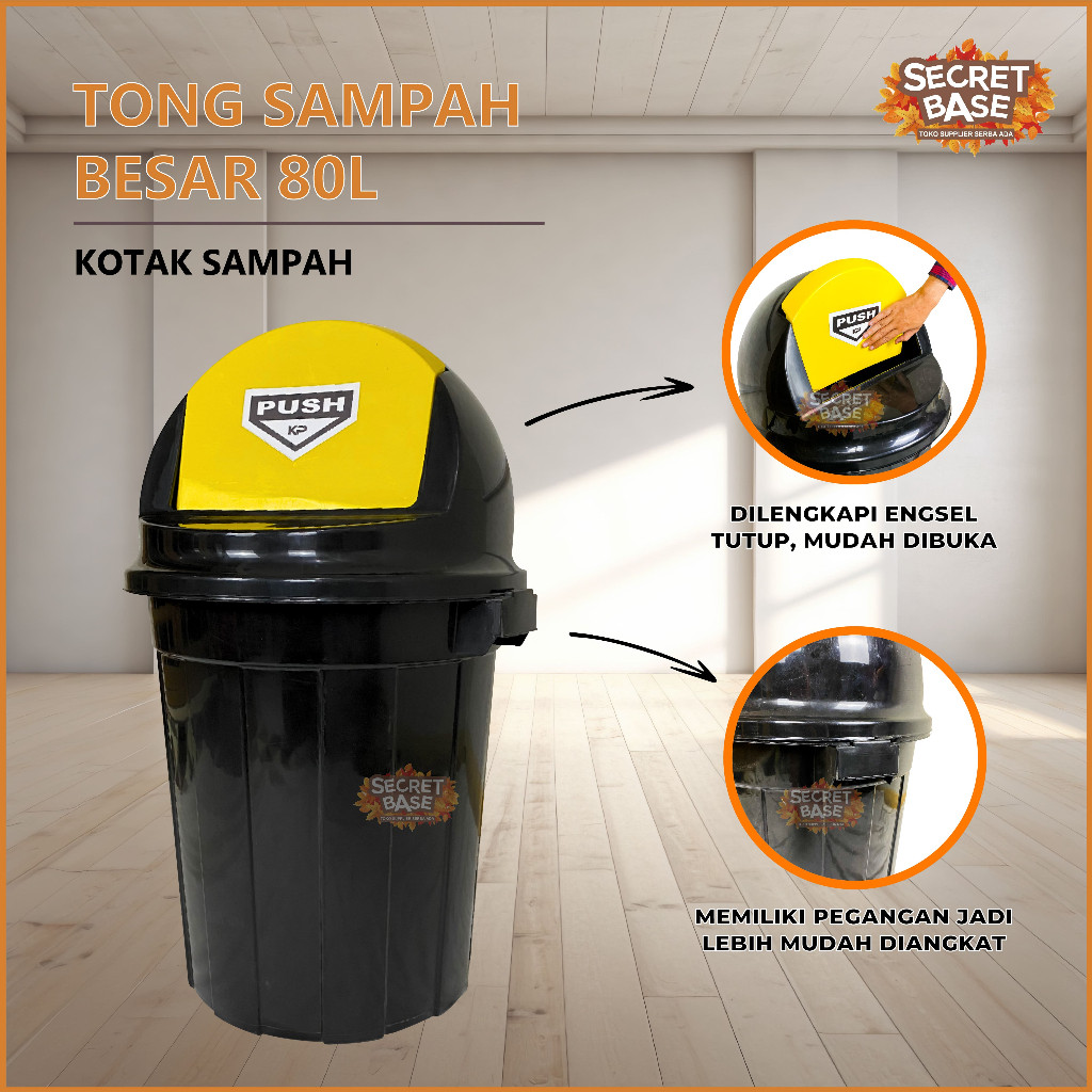 TONG SAMPAH BESAR 80L - Tempat Sampah Besar Luar Rumah / Kotak Sampah / Bak Sampah