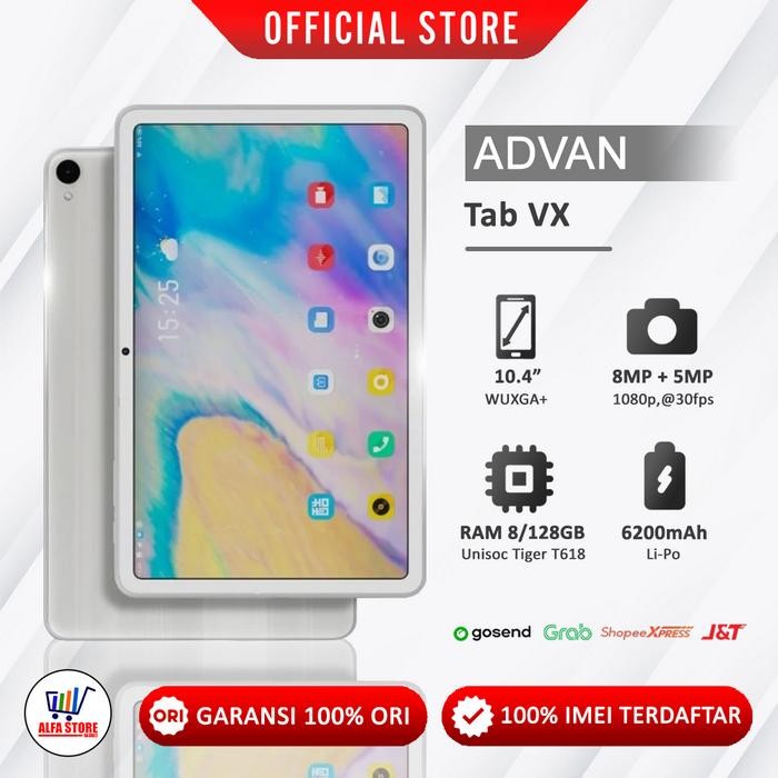 Phoneku- Advan Tab Vx 8Gb/128Gb 10.4 Inch Tiger T618 Android 11 Garansi Rresmi