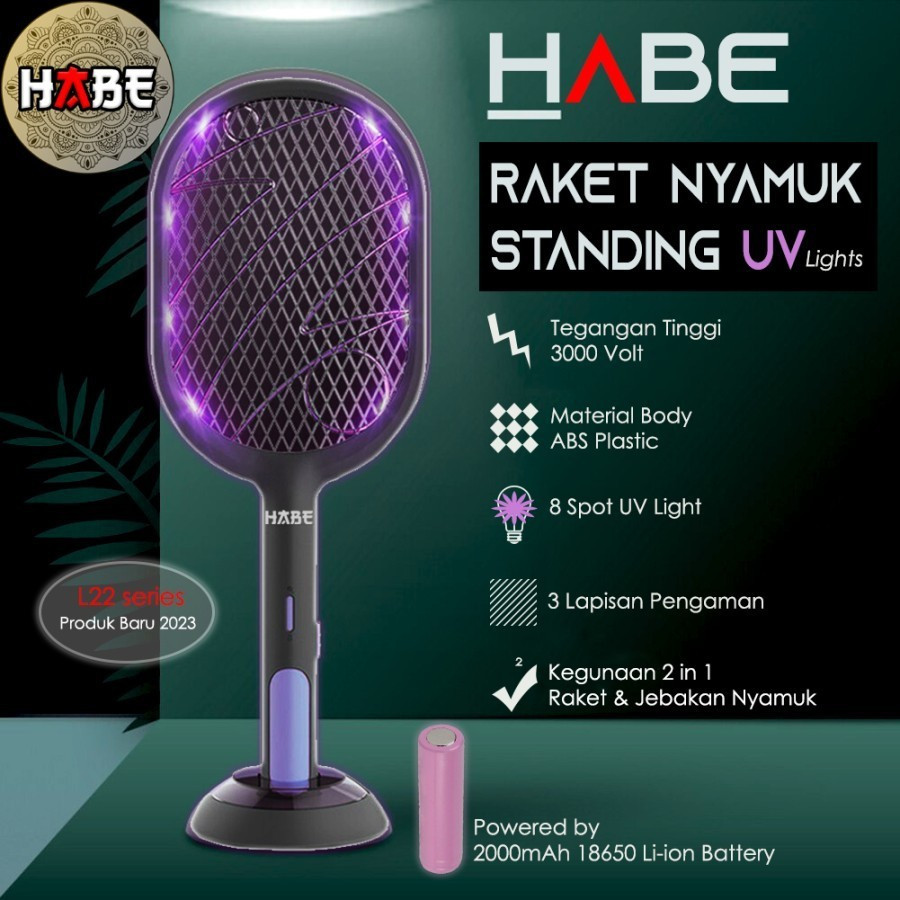 Raket Nyamuk HABE UV Multifungsi Standing Mosquito Trap Swatter