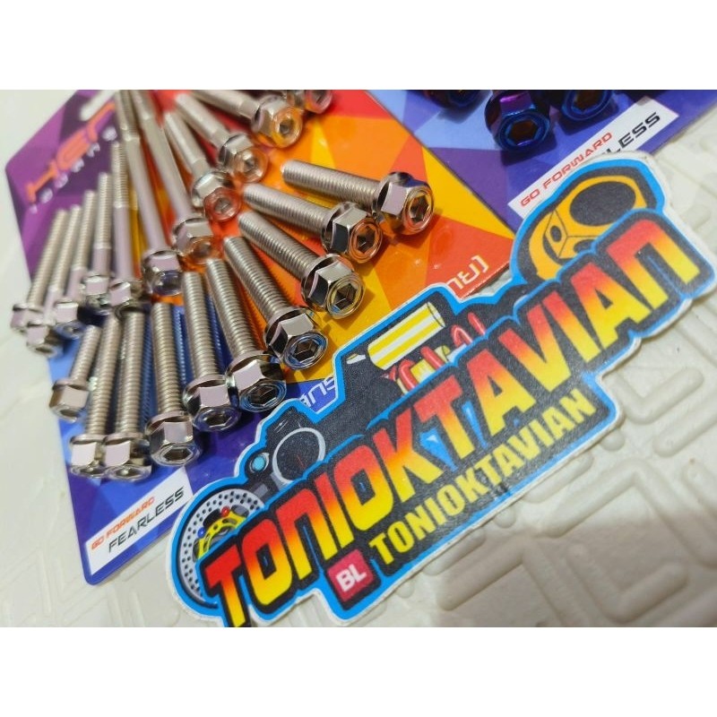 Baut blok mesin 2 kunci motor satria Fu baut bak mesin heng 2 kunci 1 pack isi 21 baut