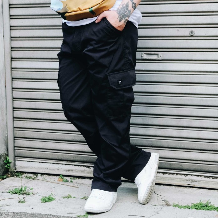 UNKL347 PANTS CELANA PANJANG CARGO HITAM BAHAN RIPSTOP TUXX
