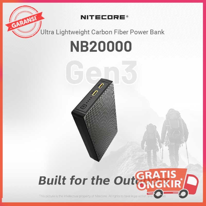 NITECORE Power Bank 20000mAh PD QC Carbon Fiber IPX5 Dual Type C 22.5W - NB20000 GEN3