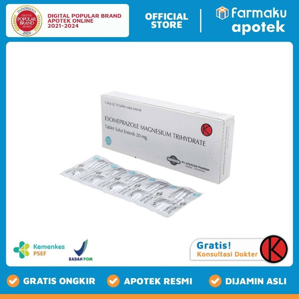 Esomeprazole Trihydrate 20 mg Etercon Strip 10 tablet salut enterik - KGS
