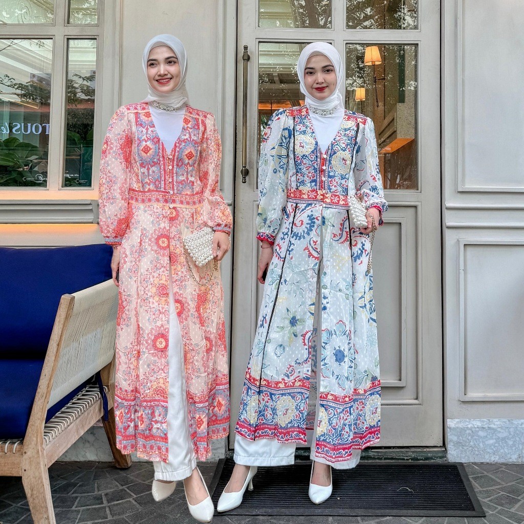 FANMU Long Tunik Muslim Rayon Remaja/Tunik Batik Wanita Modern