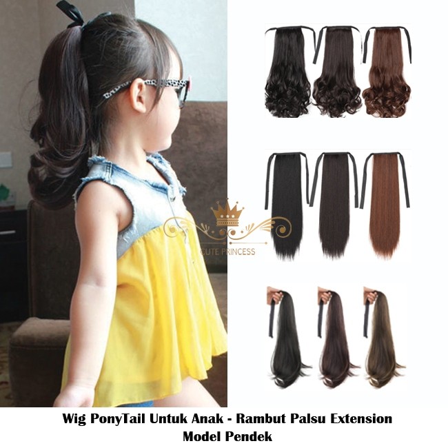 Makmur_55 Wik Ponitail Extension Untuk Anak Style Pendek - Rambut Palsu Anak Model Ekor Kuda