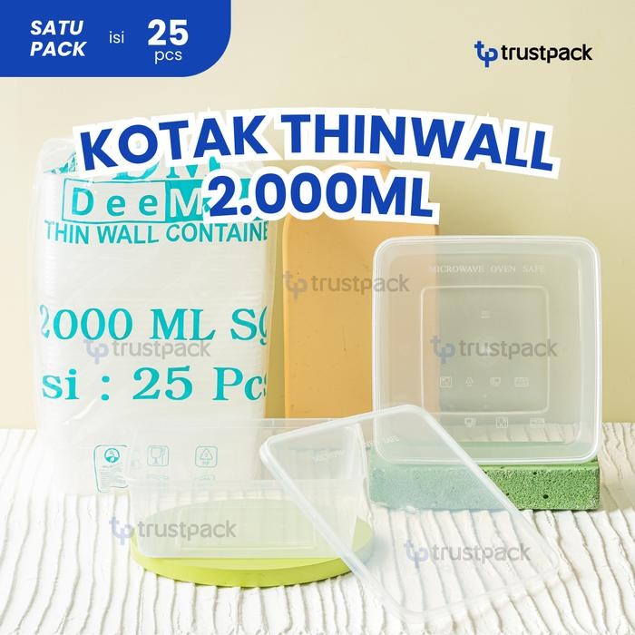 Thinwall Kotak Makan Plastik 2000 ml Tempat Box Nasi Microwave
