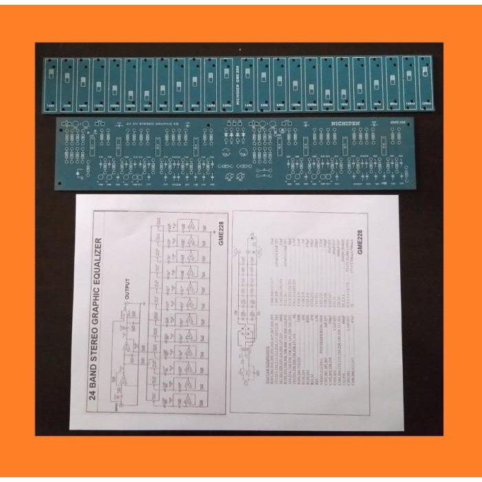 PCB Equalizer Potensio Geser Stereo 24 Channel IC TL074 TL084 or LM324