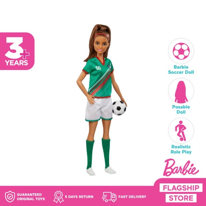 Terbaru Barbie Soccer Doll (Brunette) - Mainan Boneka Anak Perempuan