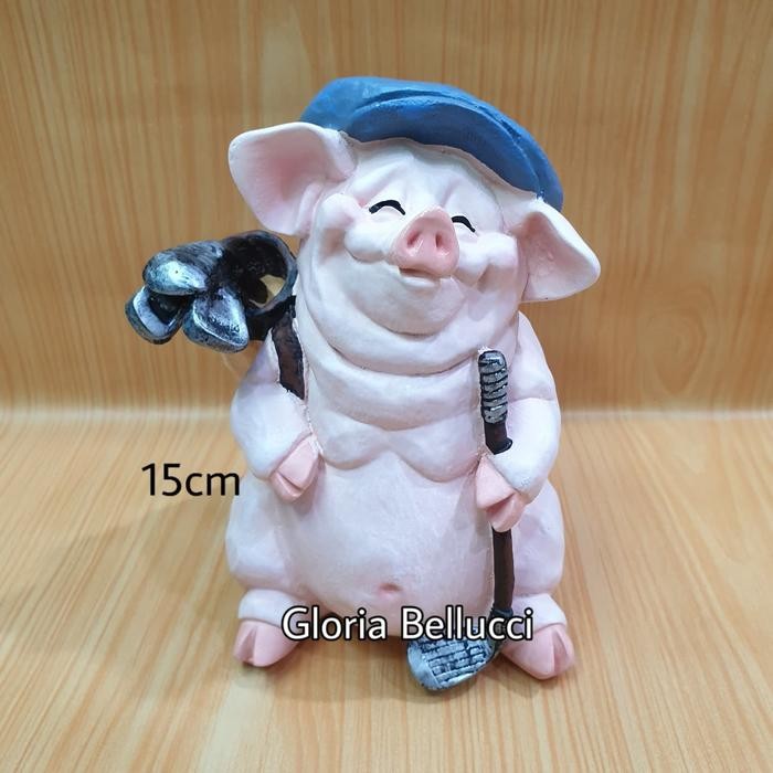 patung pajangan babi golf miniatur pig piggy