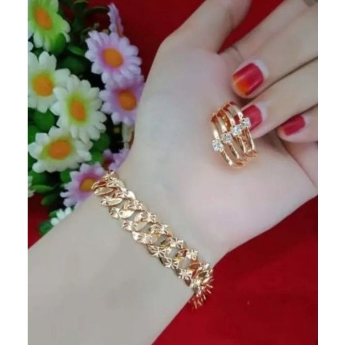 Beaded Bloom Gelang Tangan Sisik Naga Rantai Free Cincin