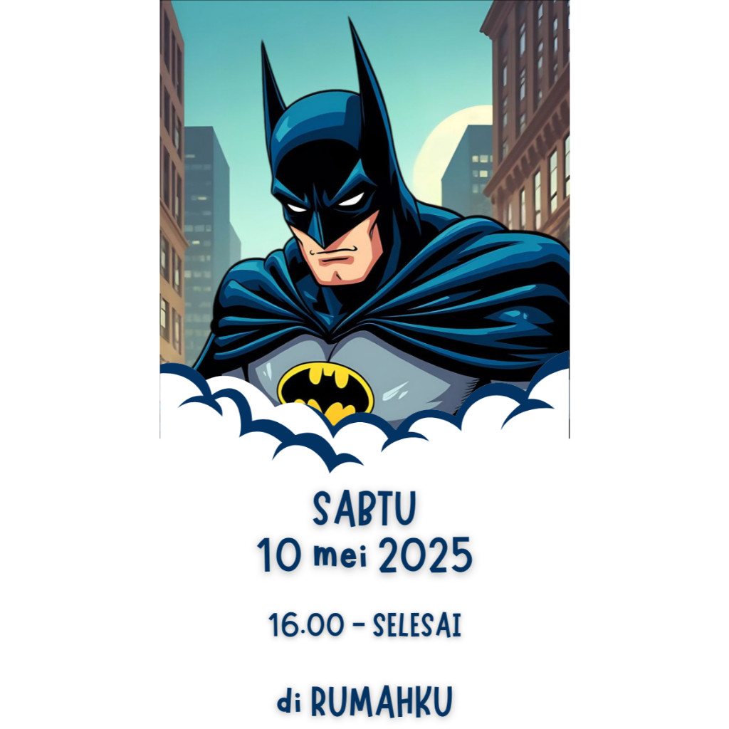 Beaded Bloom Undangan Digital Ulang Tahun Anak Laki Laki Undangan Video Ultah - Batman