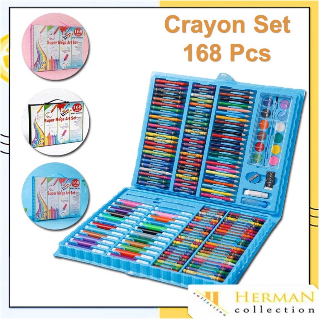

HC Drawing Set 168Pcs Oil Pastel Crayon 168 IN 1 Set Krayon Mewarnai dan Melukis Lengkap dengan Cat