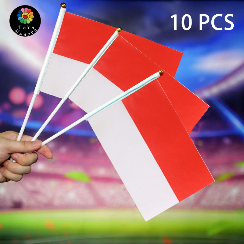 PROMO MERDEKAA 10pcs Kemerdekaan Bendera merah putih kain Bendera Kain Merah Putih Kecil