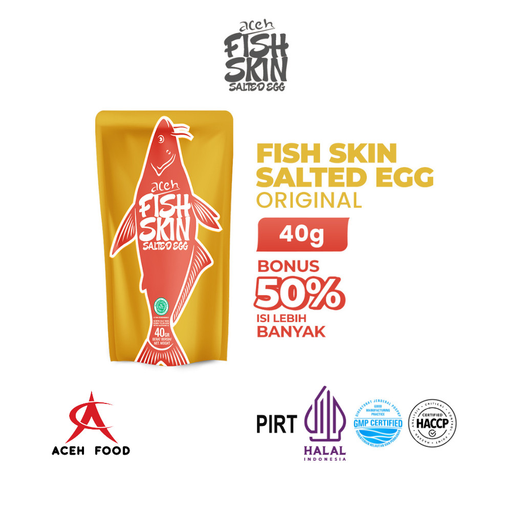 

Snack Cemilan Halal Fish Skin Salted Egg Crispy Gurih Original 40gr - Aceh Food