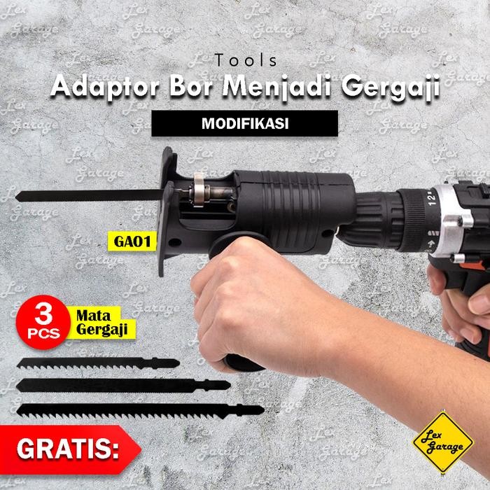 PREMIUM Adaptor Adapter Bor Listrik / Cordless Jadi Ke Gergaji Mesin Jigsaw