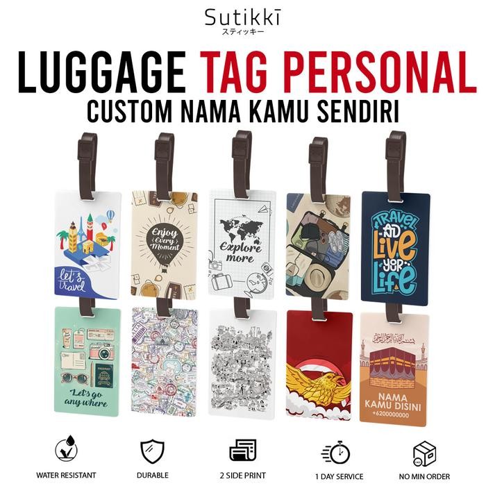 PREMIUM Luggage Tag Personal Custom Koper Print Name Gantungan Tas Kartu Suit Case Nama ID Card Tali